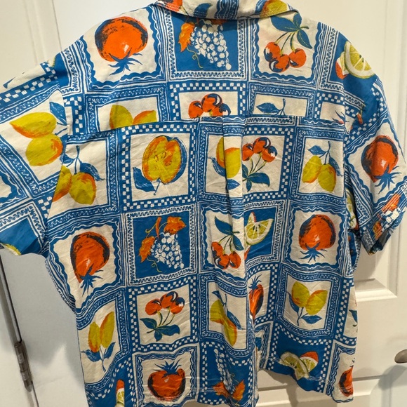 BDG Blue and Orange Casual Button Down Camp Shirt Urban Outfitters - Picture 3 of 5